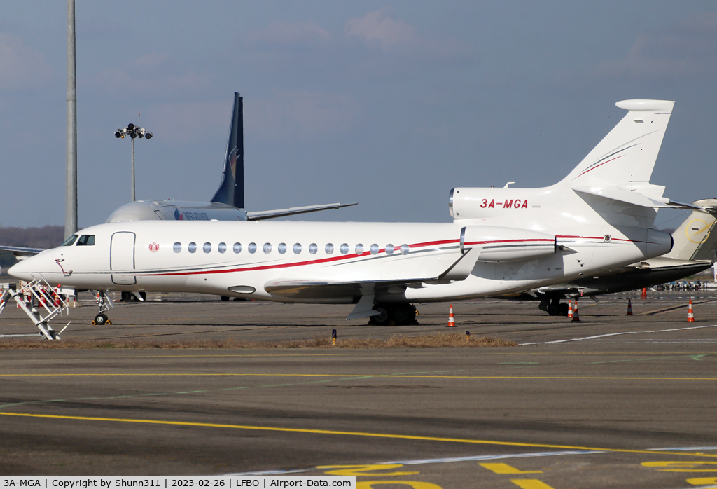 3A-MGA, 2017 Dassault Falcon 8X C/N 435, Parked at the General Aviation area...