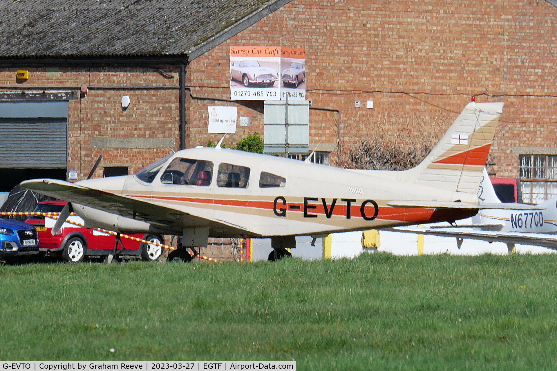 G-EVTO, 1980 Piper PA-28-161 Cherokee Warrior II C/N 28-8016271, Parked at Fairoaks.