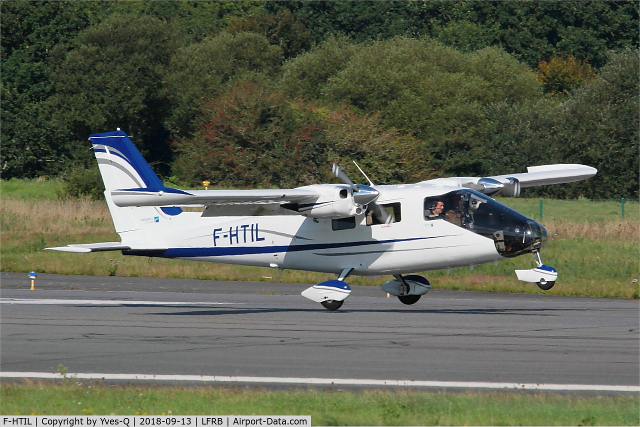 F-HTIL, 2018 Vulcanair P.68 Observer 2 C/N 507-49/OB2, Vulcanair P.68 Observer 2, Touchdown rwy 07R, Brest-Bretagne airport (LFRB-BES)