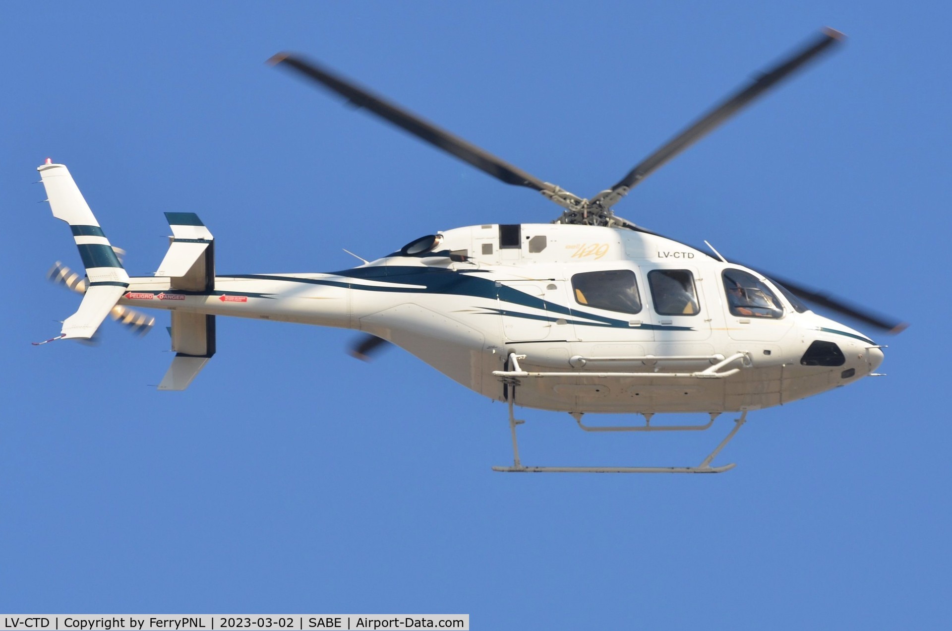 LV-CTD, 2011 Bell 429 GlobalRanger C/N 57041, Bell 429 flying overhead