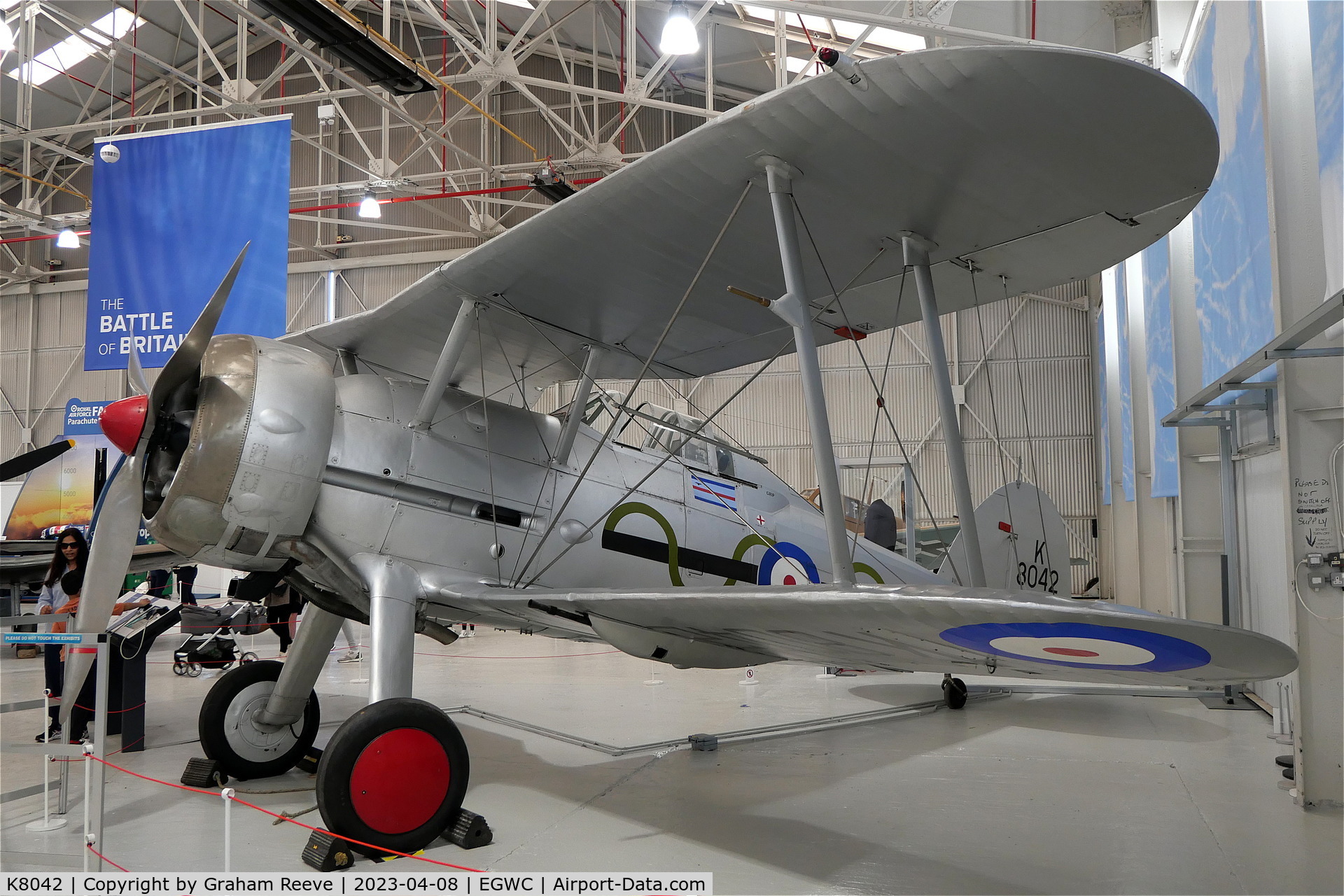 K8042, Gloster Gladiator Mk1 C/N Not found K8042, On display at the RAF Museum, Cosford.