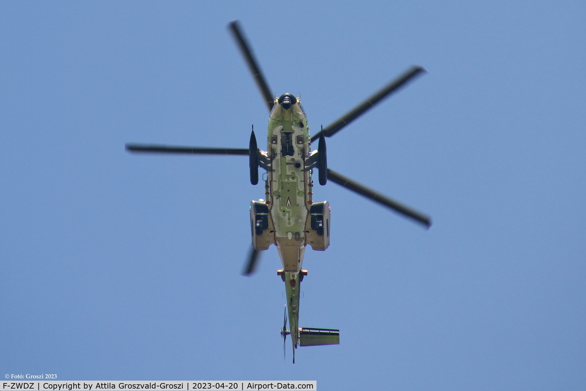 F-ZWDZ, 2022 Airbus Helicopters H225M C/N 3117, Hajmáskér, in the airspace of a military shooting range.