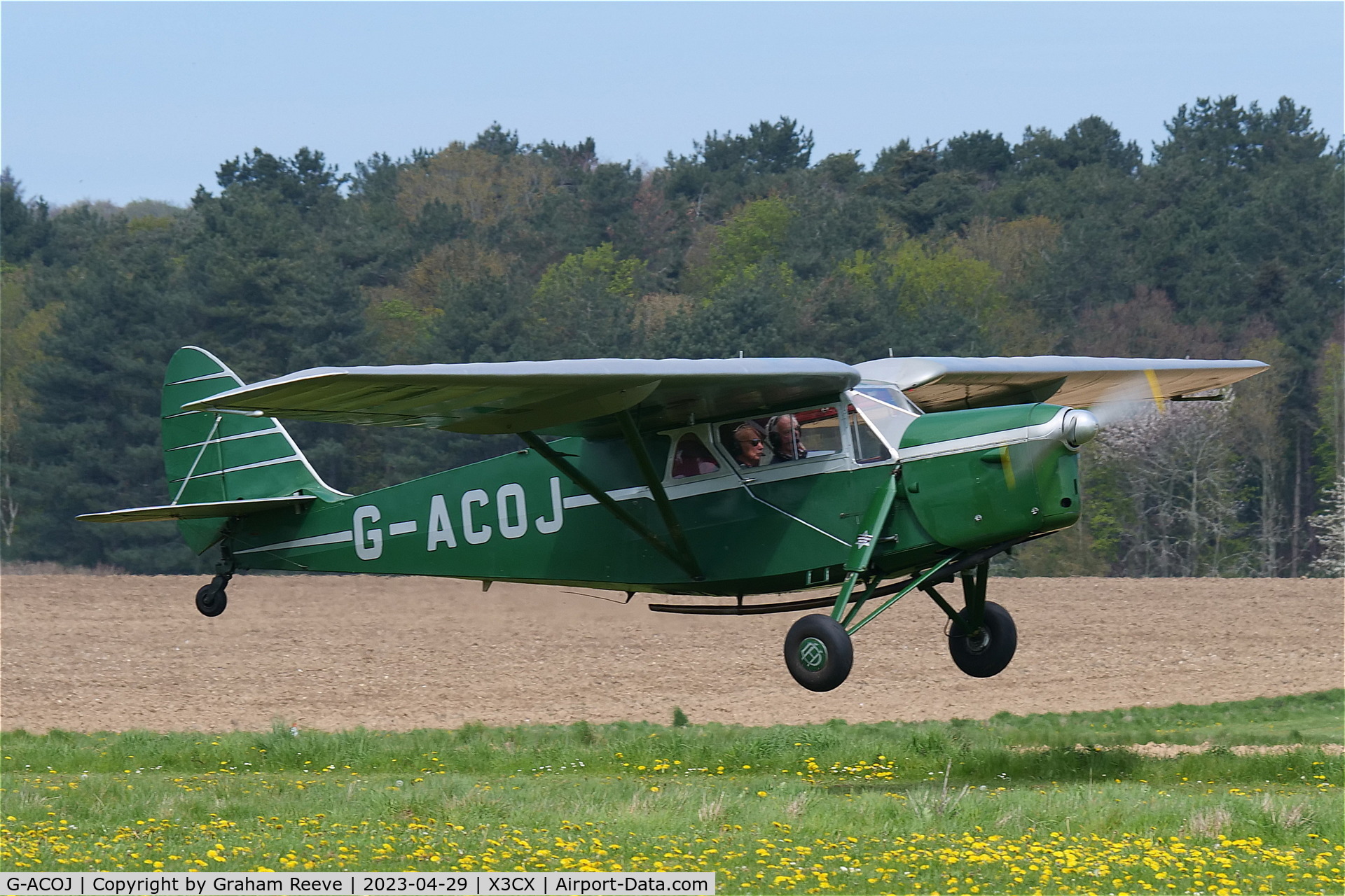 G-ACOJ, 1934 De Havilland DH.85 Leopard Moth C/N 7035, Departing from Northrepps.