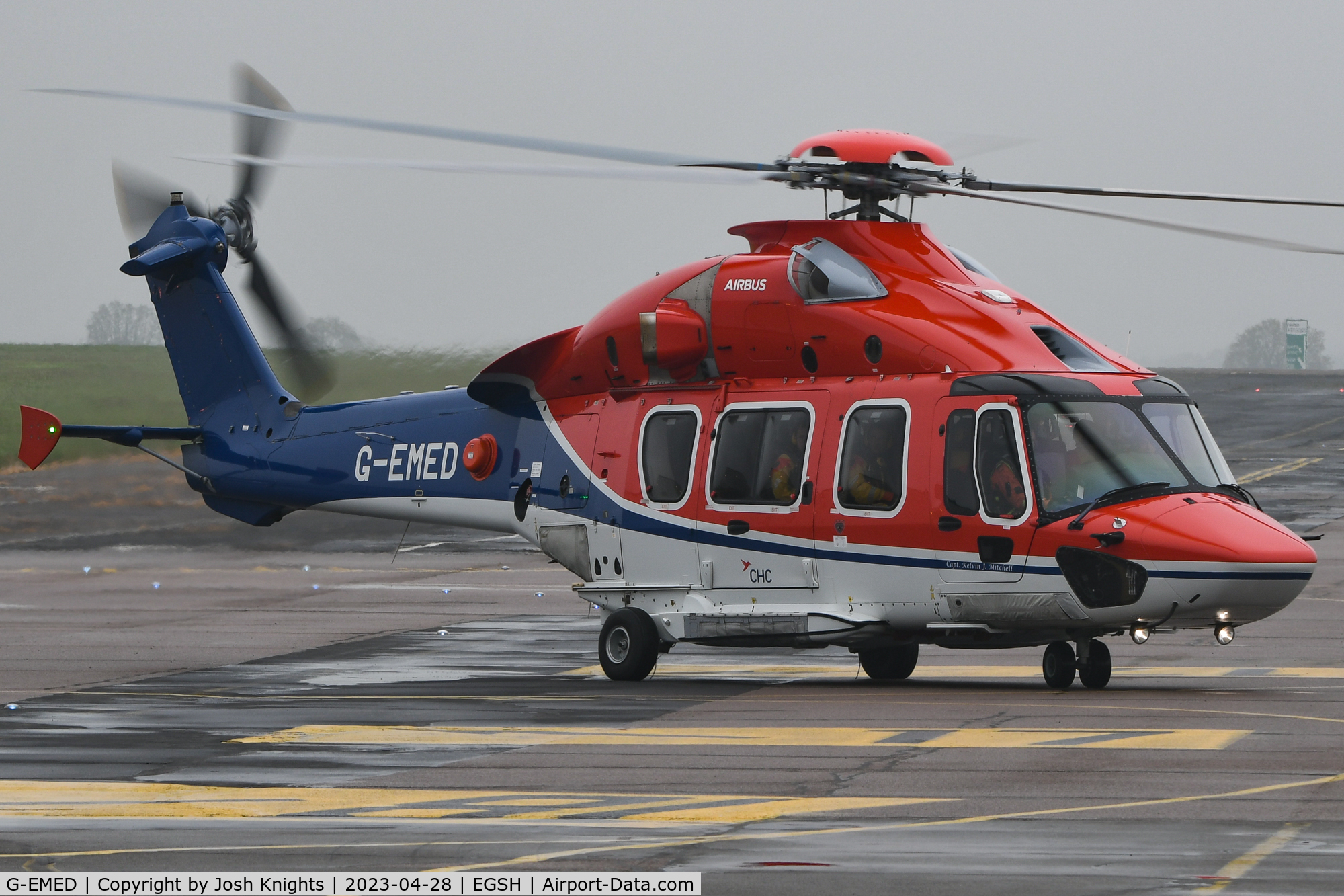 G-EMED, 2019 Airbus Helicopters EC-175B C/N 5039, Departing to The Dogger Bank Windfarm on the first Service provided by CHC.