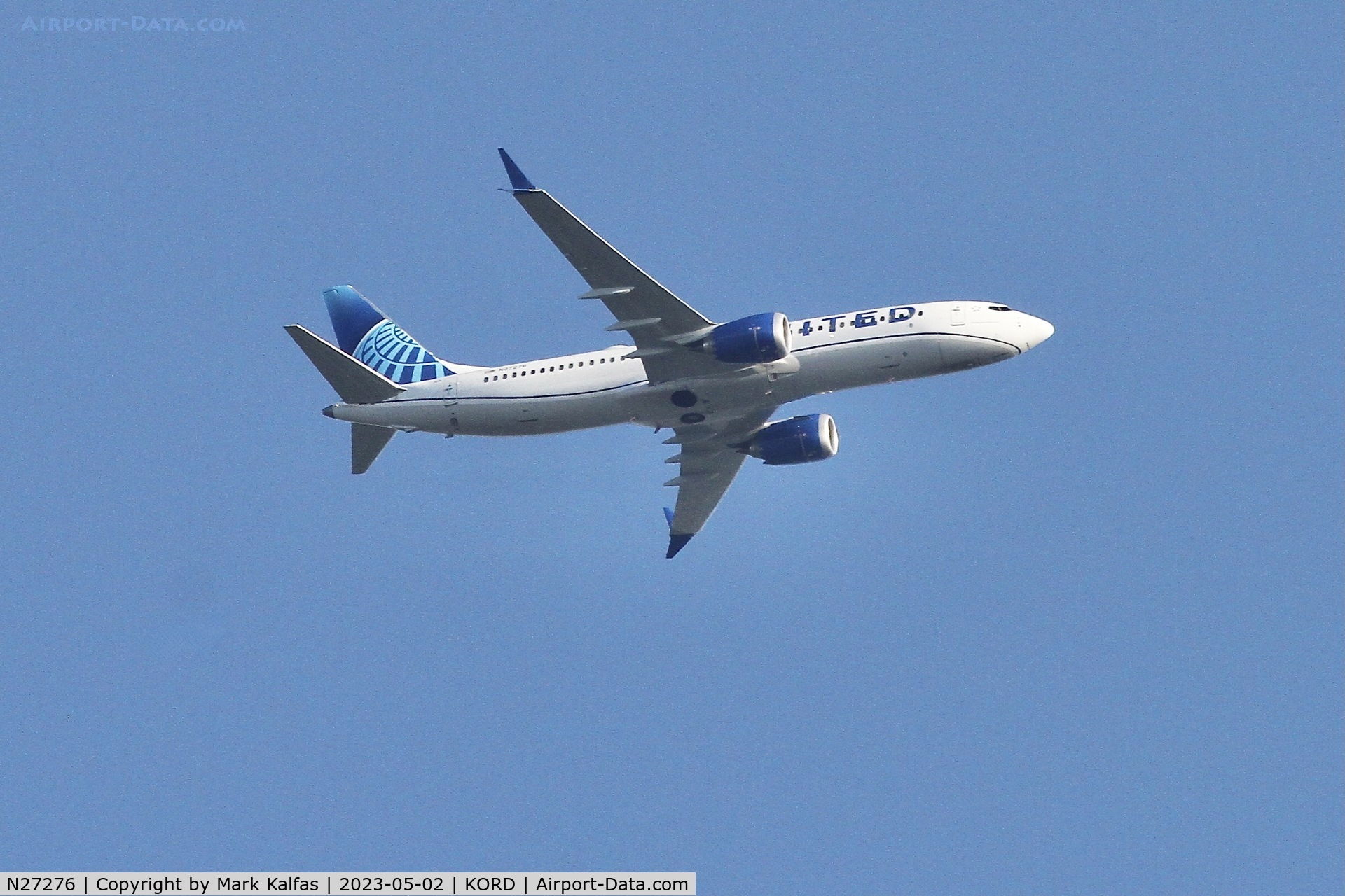 N27276, 2019 Boeing 737-8 MAX C/N 64611, United Airlines Boeing B737-MAX 8, N27276 arriving at ORD from ATL