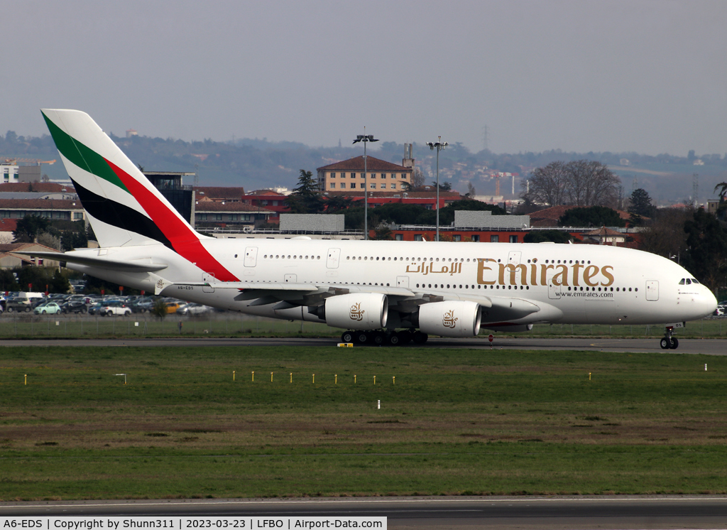 A6-EDS, 2011 Airbus A380-861 C/N 086, Taxiing for departure after some maintenance...