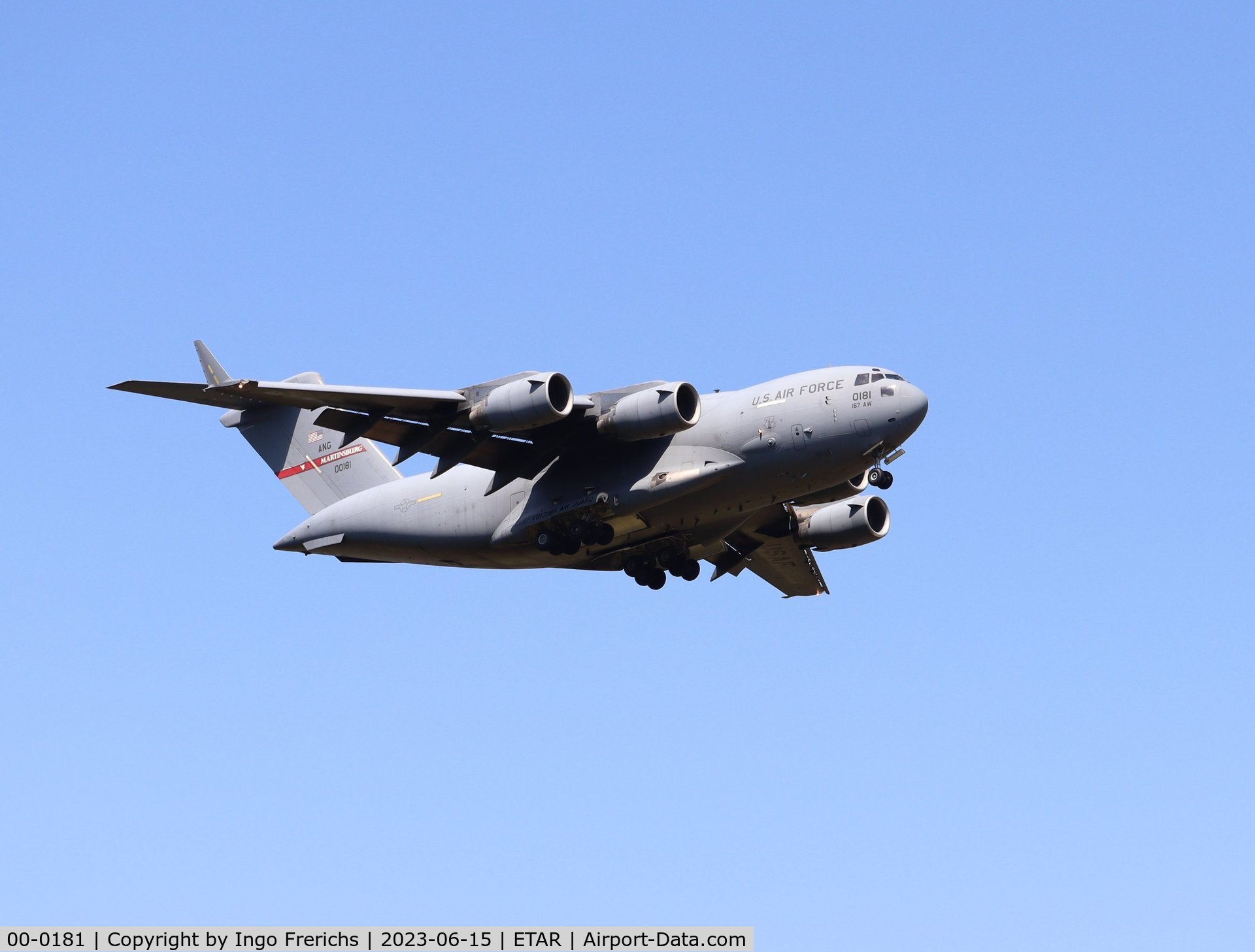 00-0181, 2000 Boeing C-17A Globemaster III C/N 50089/F088/P81, 00-0181 Boeing C-17A approaching Ramstein Air Base.