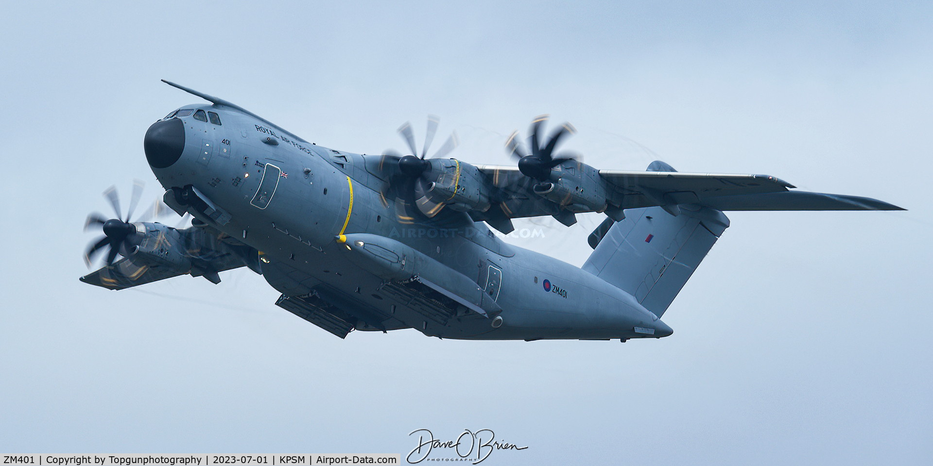 ZM401, 2014 Airbus A400M-180 Atlas C.1 C/N 016, ASCOT4044 off the deck heading westbound to CA