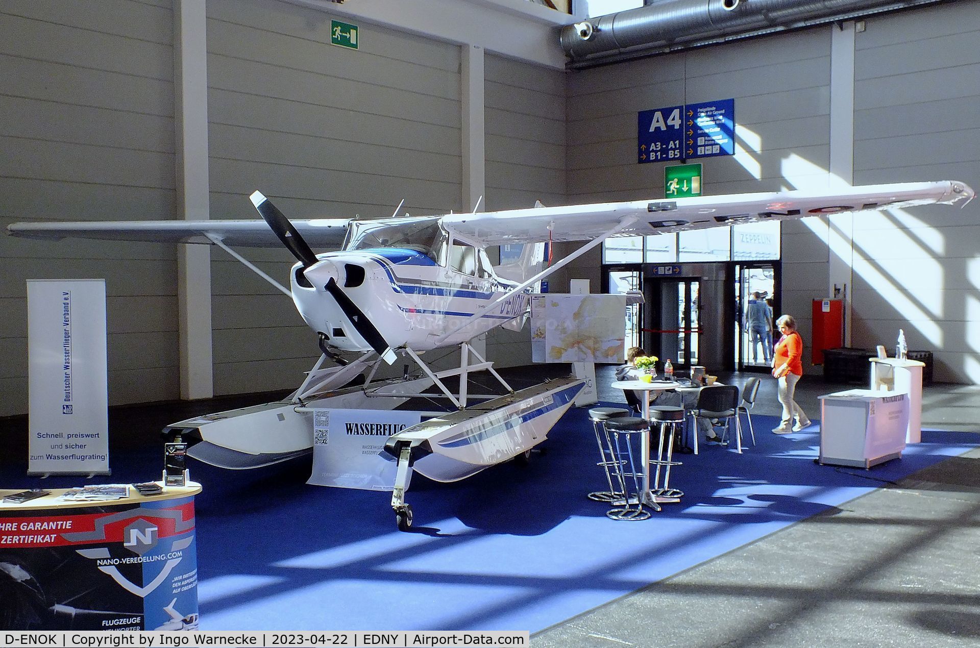D-ENOK, 1985 Cessna 172P C/N 17276382, Cessna 172P on amphibious floats at the AERO 2023, Friedrichshafen