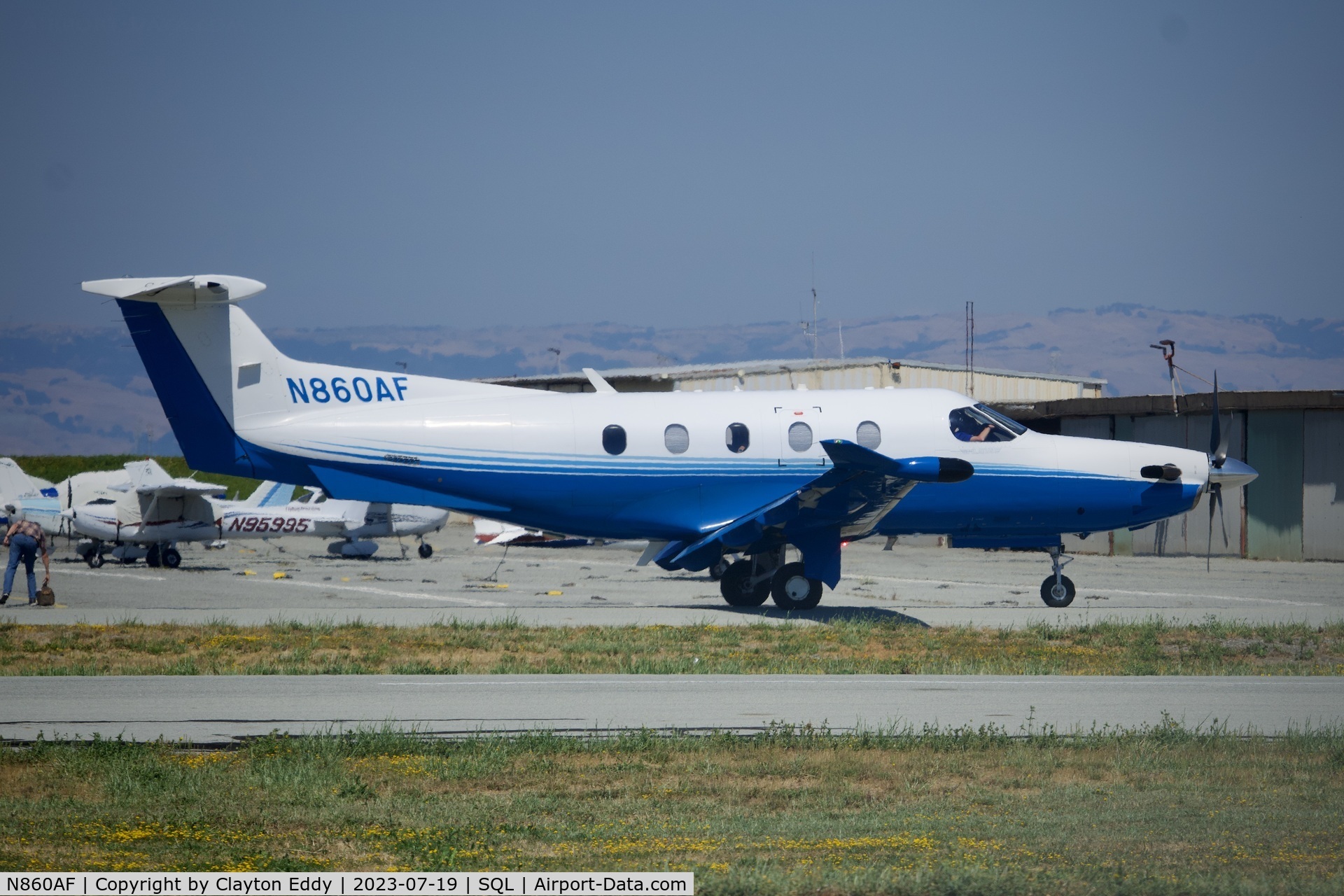 N860AF, 2019 Pilatus PC-12/47E C/N 1860, San Carlos Airport in California 2023