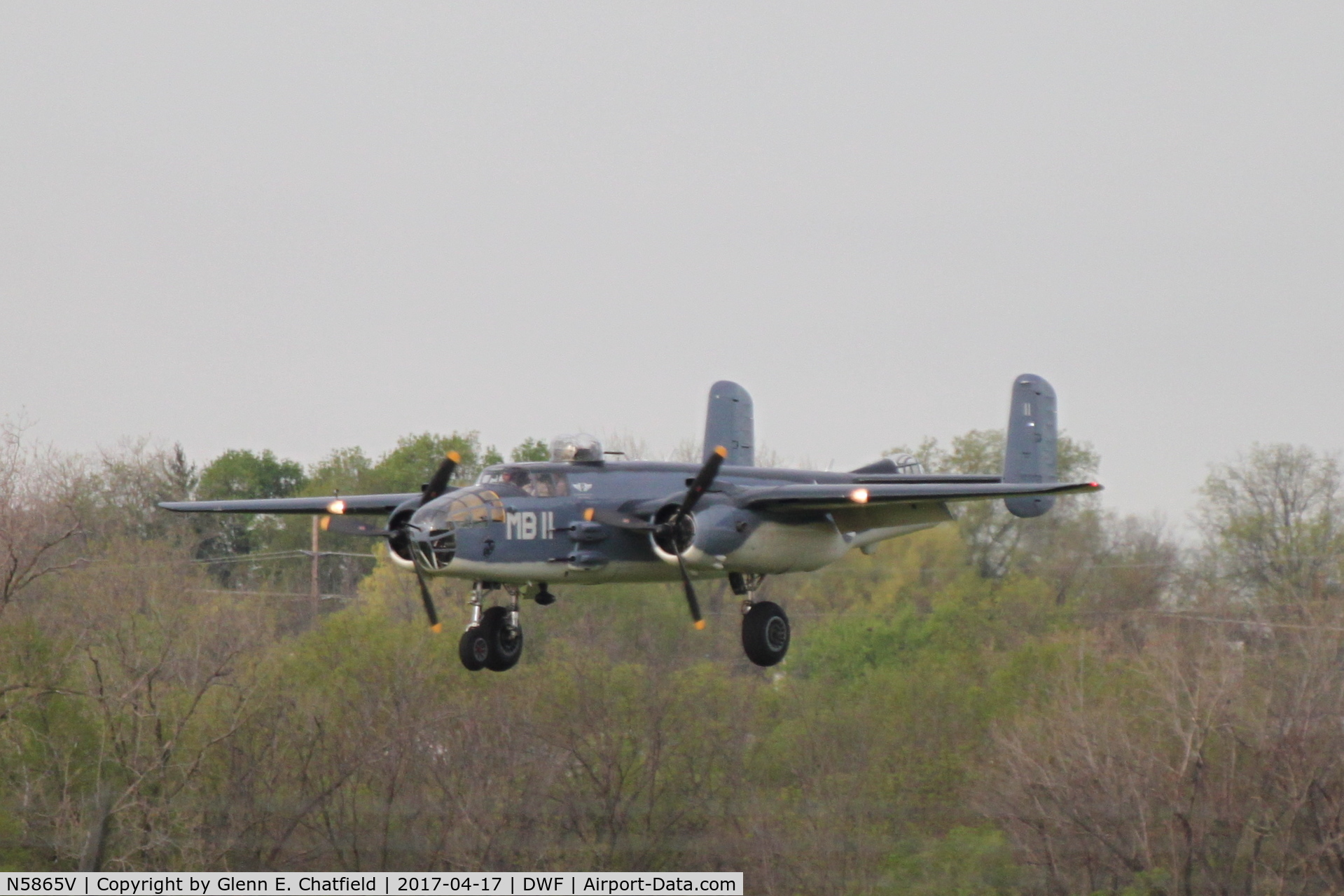 N5865V, 1945 North American B-25J Mitchell Mitchell C/N 108-34263, Arriving for the 75th Anniversary of the Doolittle Raid.