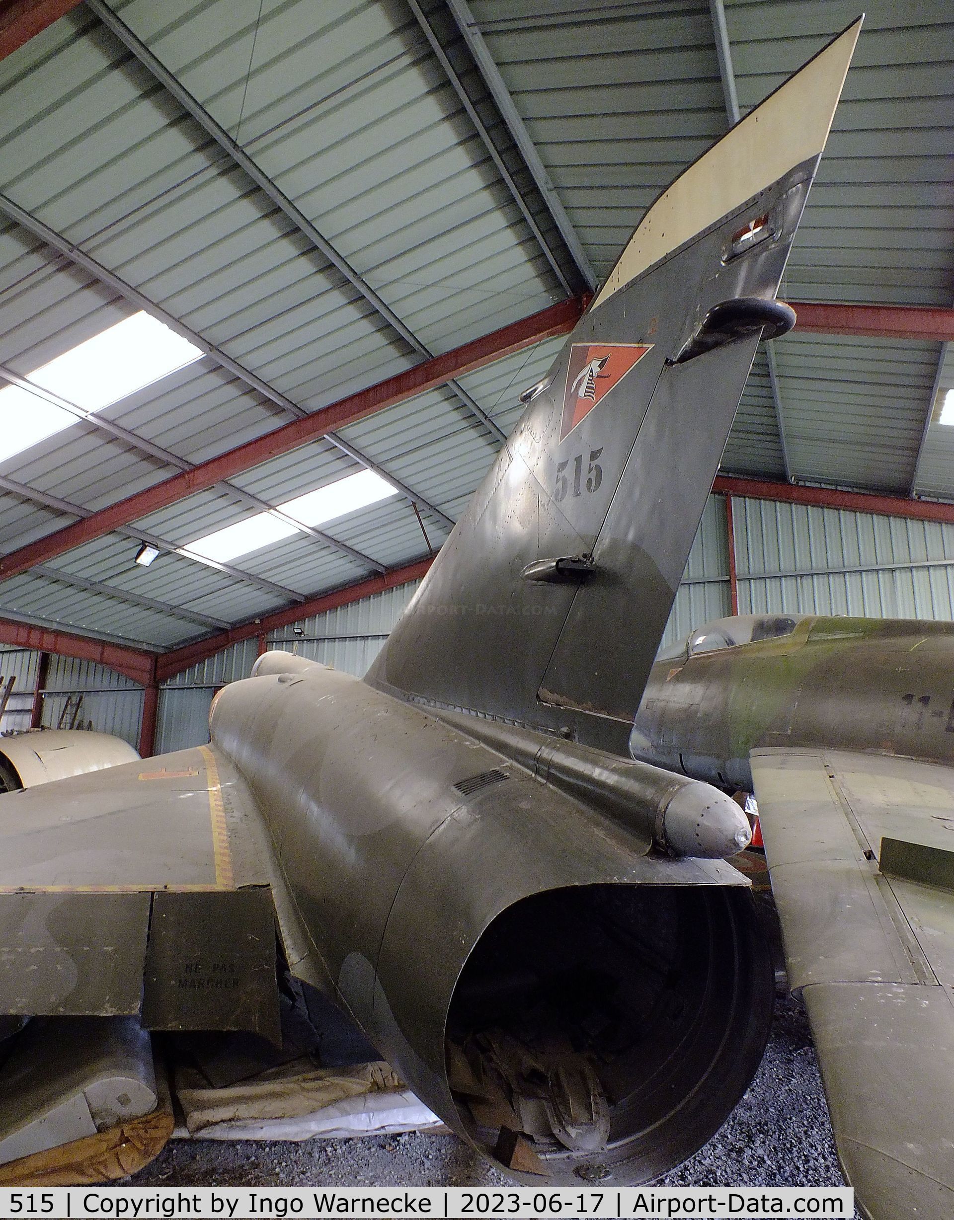515, 1966 Dassault Mirage IIIE C/N 515, Dassault Mirage III E at the Musee de l'Epopee de l'Industrie et de l'Aeronautique, Albert