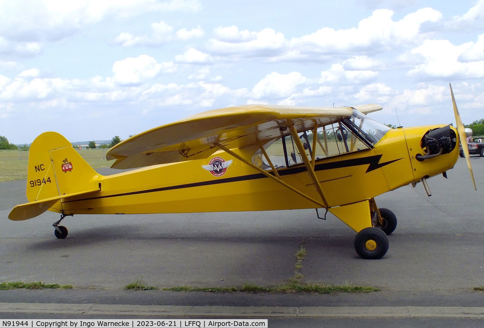 N91944, Piper J3C-65 Cub C/N 18445, Piper J3C-65 Cub at the Musee Volant Salis/Aero Vintage Academy, Cerny