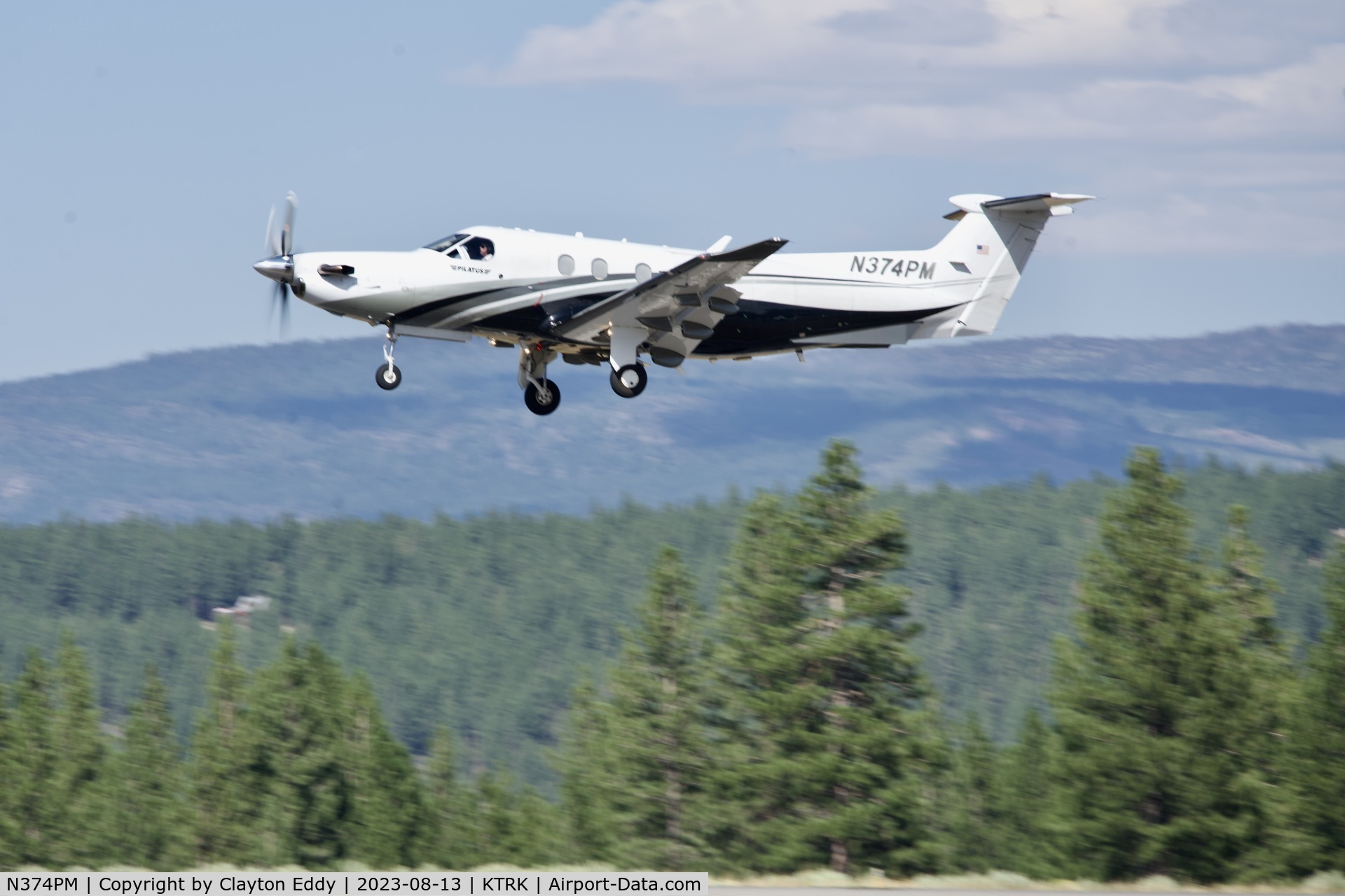 N374PM, 2013 Pilatus PC-12/47E C/N 1438, Truckee Tahoe airport in California 2023.