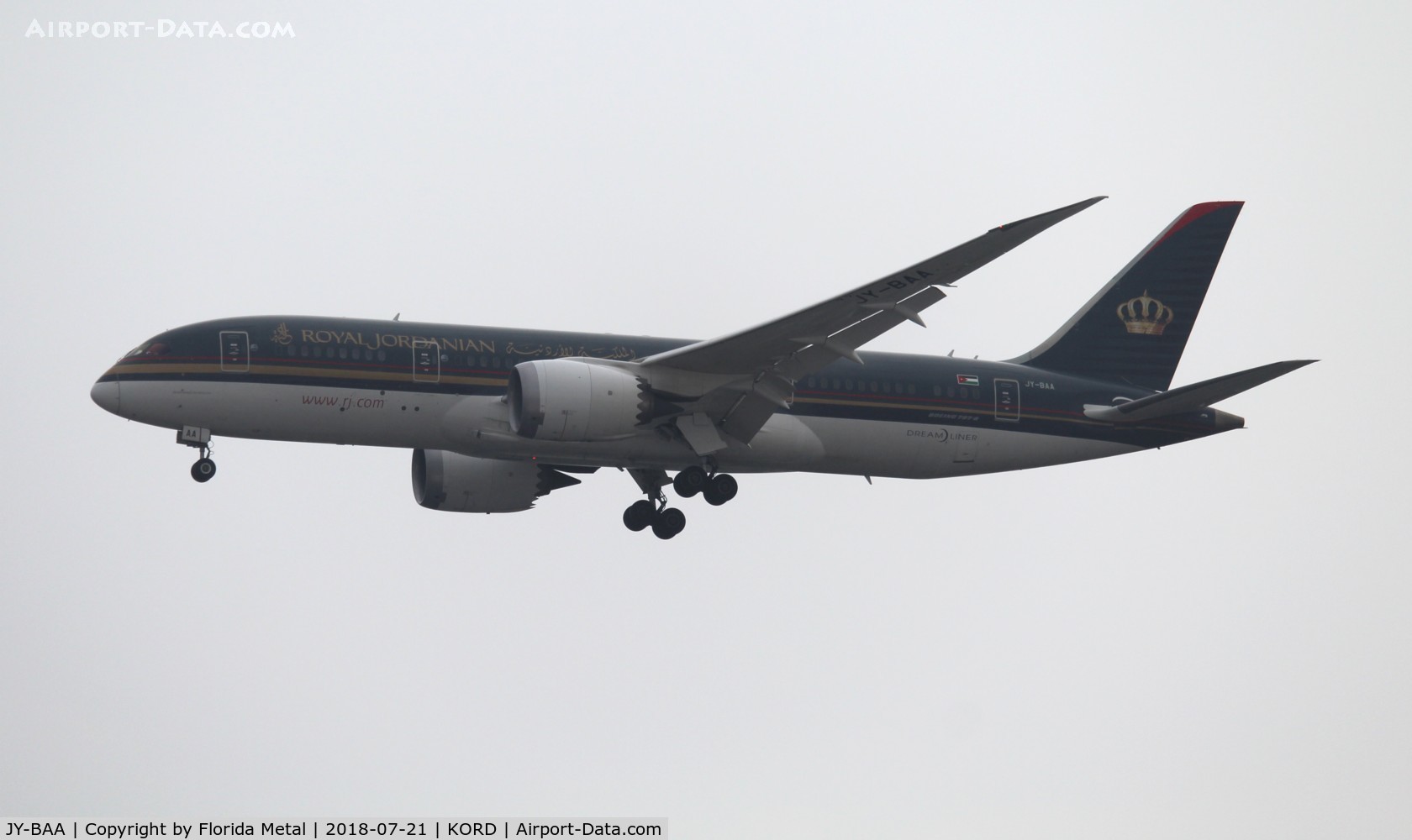 JY-BAA, 2014 Boeing 787-8 Dreamliner C/N 37983, RJA 788 zx AMM-ORD