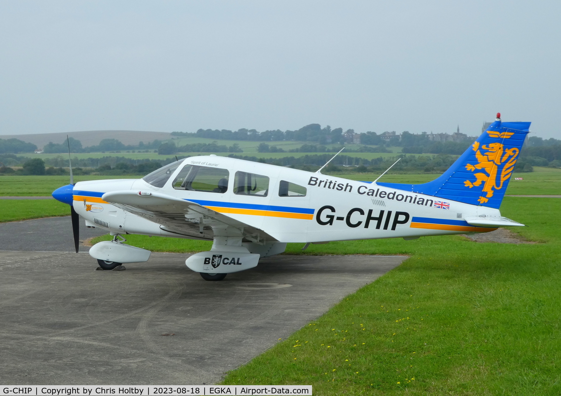 G-CHIP, 1982 Piper PA-28-181 Cherokee Archer II C/N 28-8290095, Smart Cherokee Archer II parked at its base at Shoreham Airport, W Sussex
