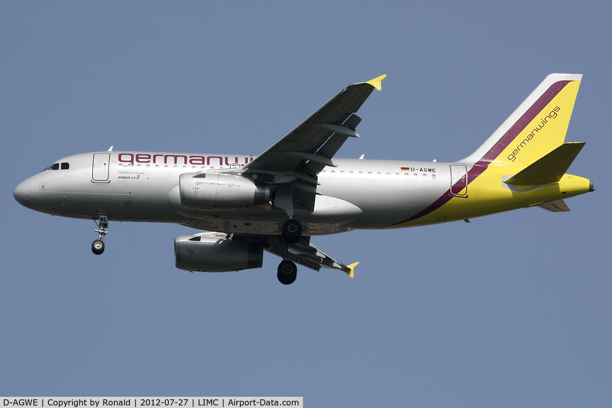 D-AGWE, 2007 Airbus A319-132 C/N 3128, at mxp