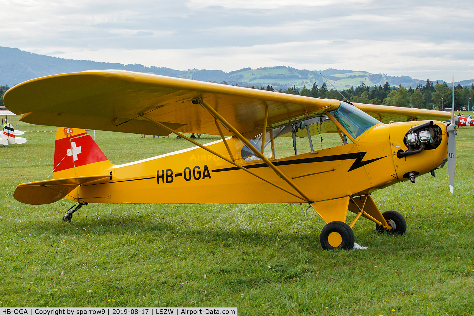 HB-OGA, 1944 Piper J3C-65 Cub Cub C/N 13123, At Thun. HB-registered since 1947-05-31.