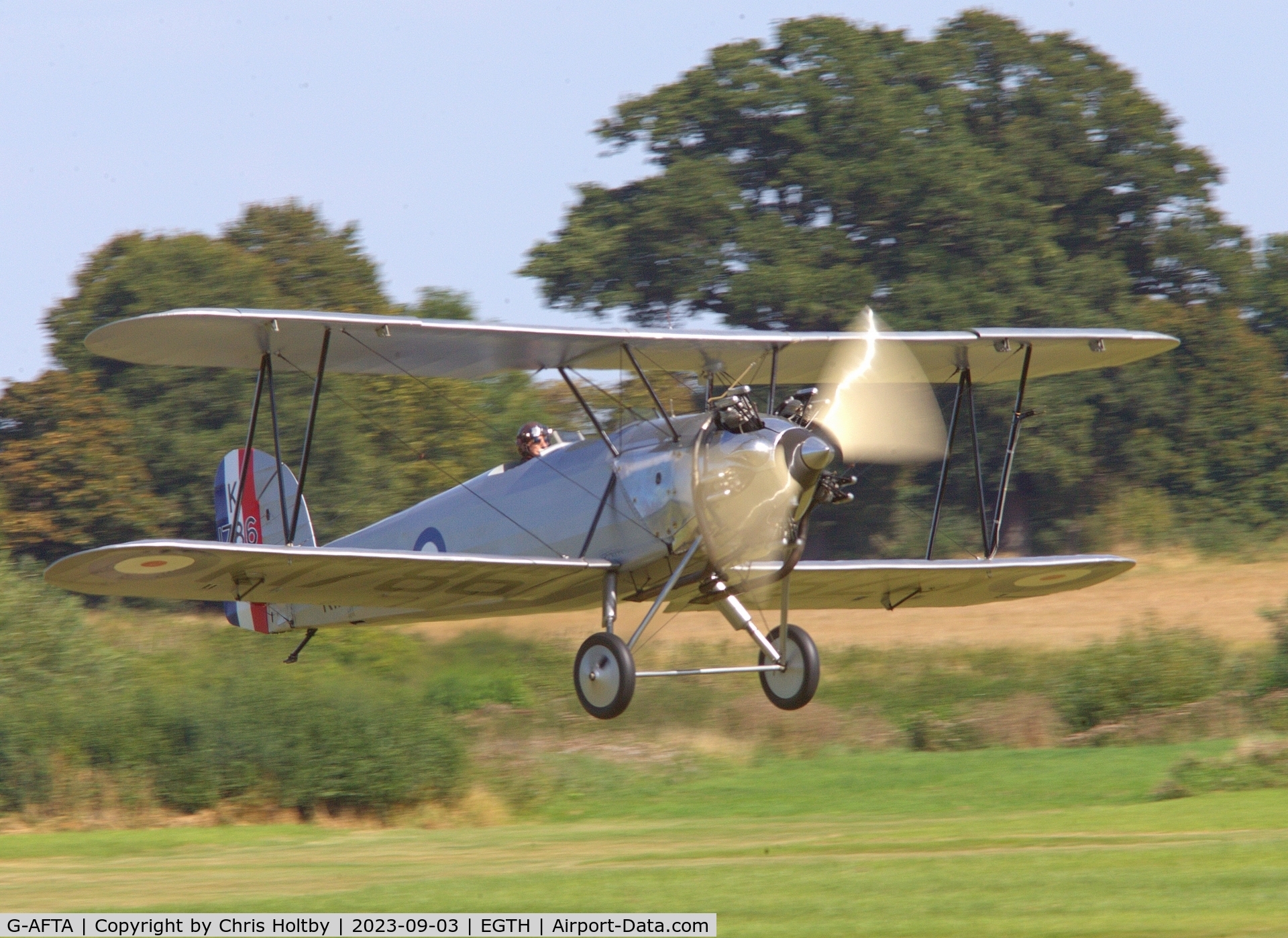 G-AFTA, 1931 Hawker Tomtit Mk1 C/N 30380, Hawker Tomtit taking off from Old Warden at the Vintage Airshow 2023
