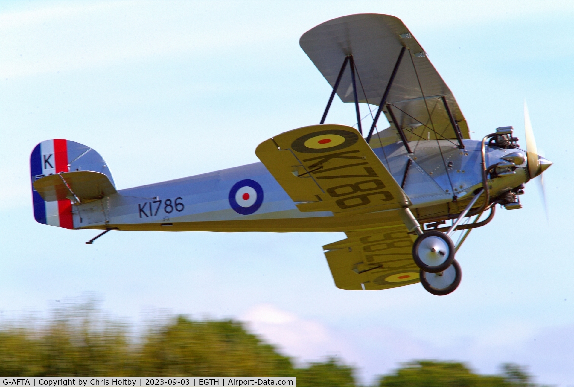 G-AFTA, 1931 Hawker Tomtit Mk1 C/N 30380, Taking off and passing the flight line at Old Warden's Vintage Airshow day 2023