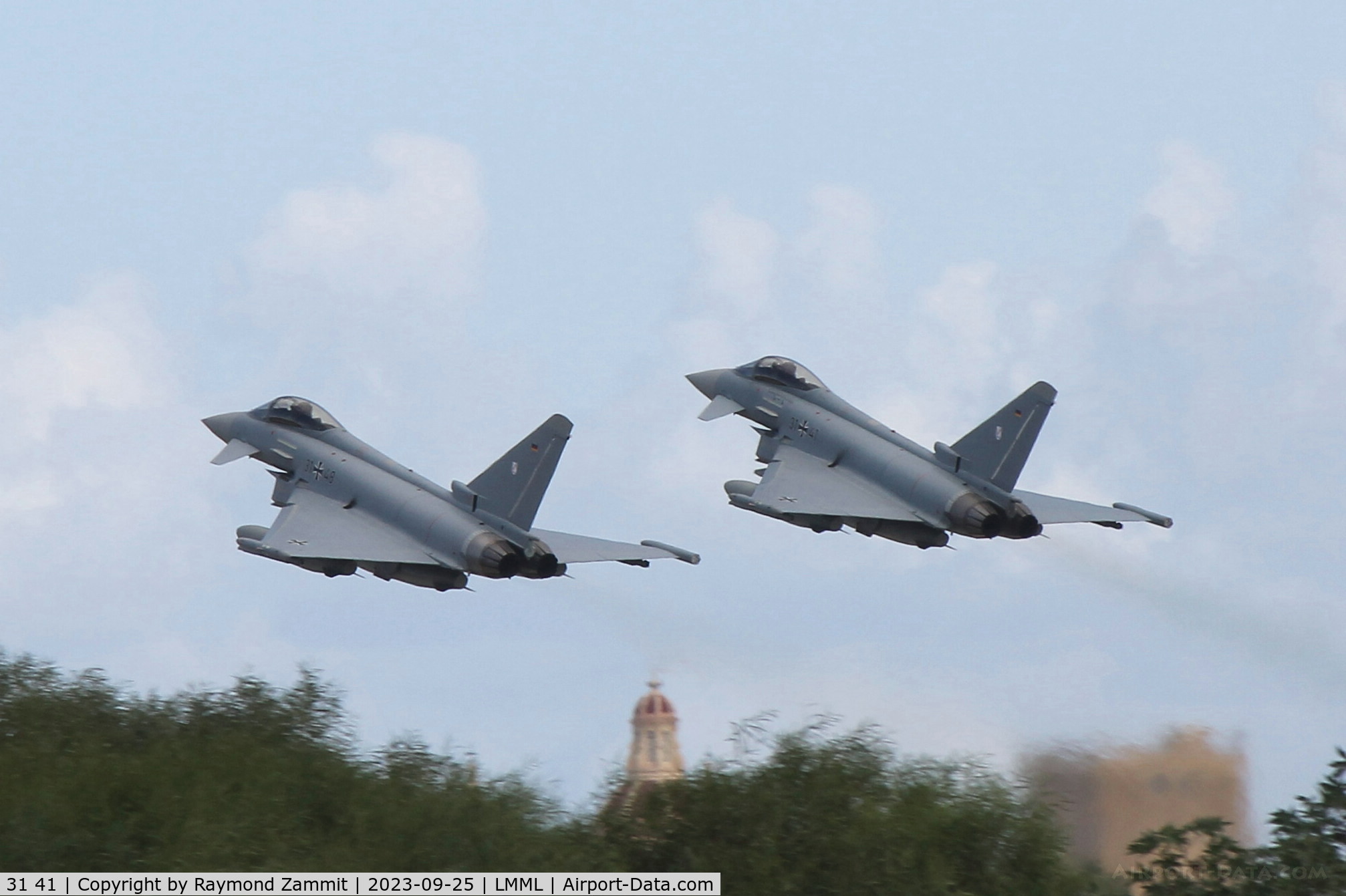 31 41, 2019 Eurofighter EF-2000 Typhoon S C/N GS0101, Eurofighter EF-2000 Typhoons 31+41 and 31+48 German Air Force on departure after participating in the Malta International Airshow 2023