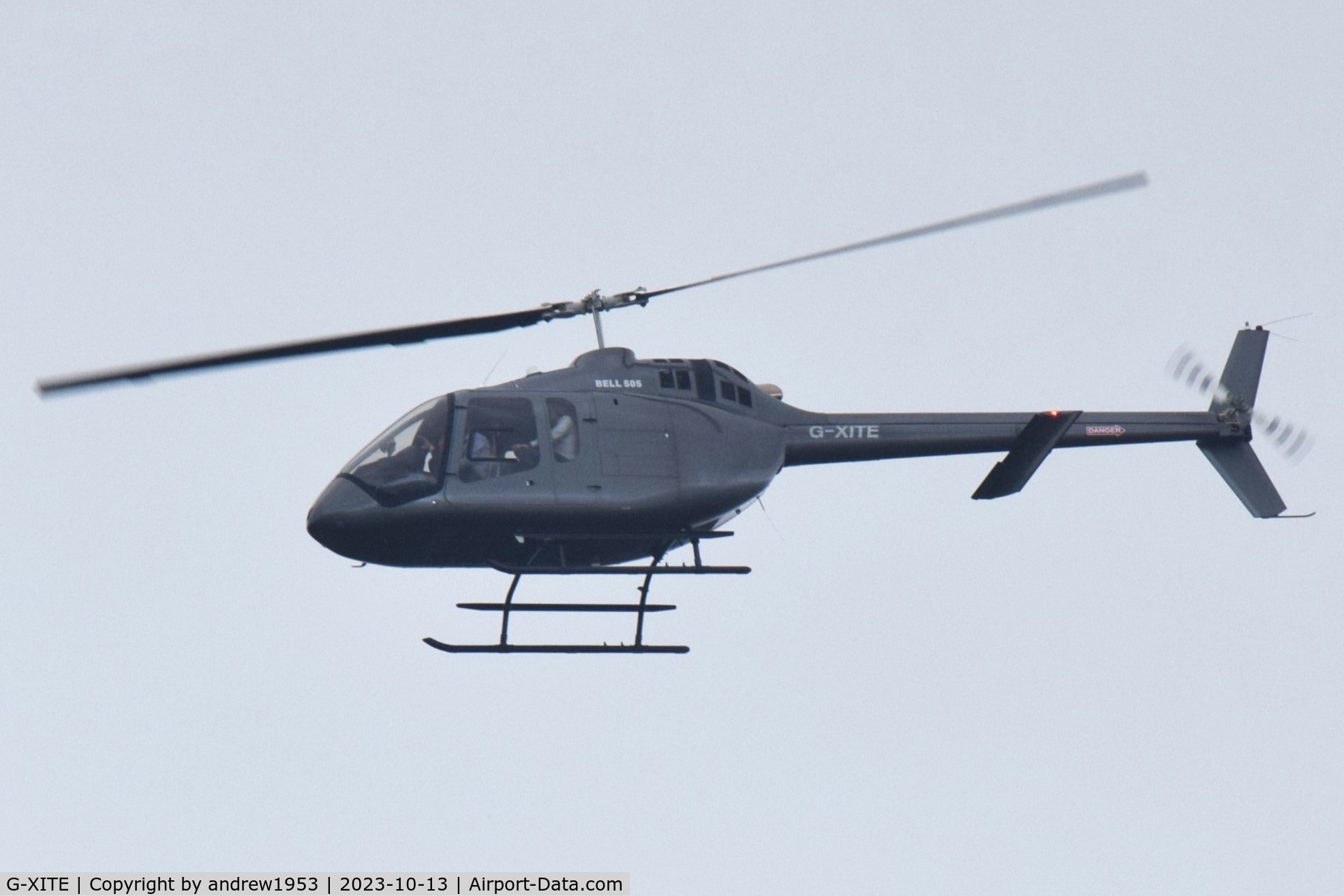 G-XITE, 2022 Bell 505 Jet Ranger X C/N 65388, G-XITE over the Bristol Channel.