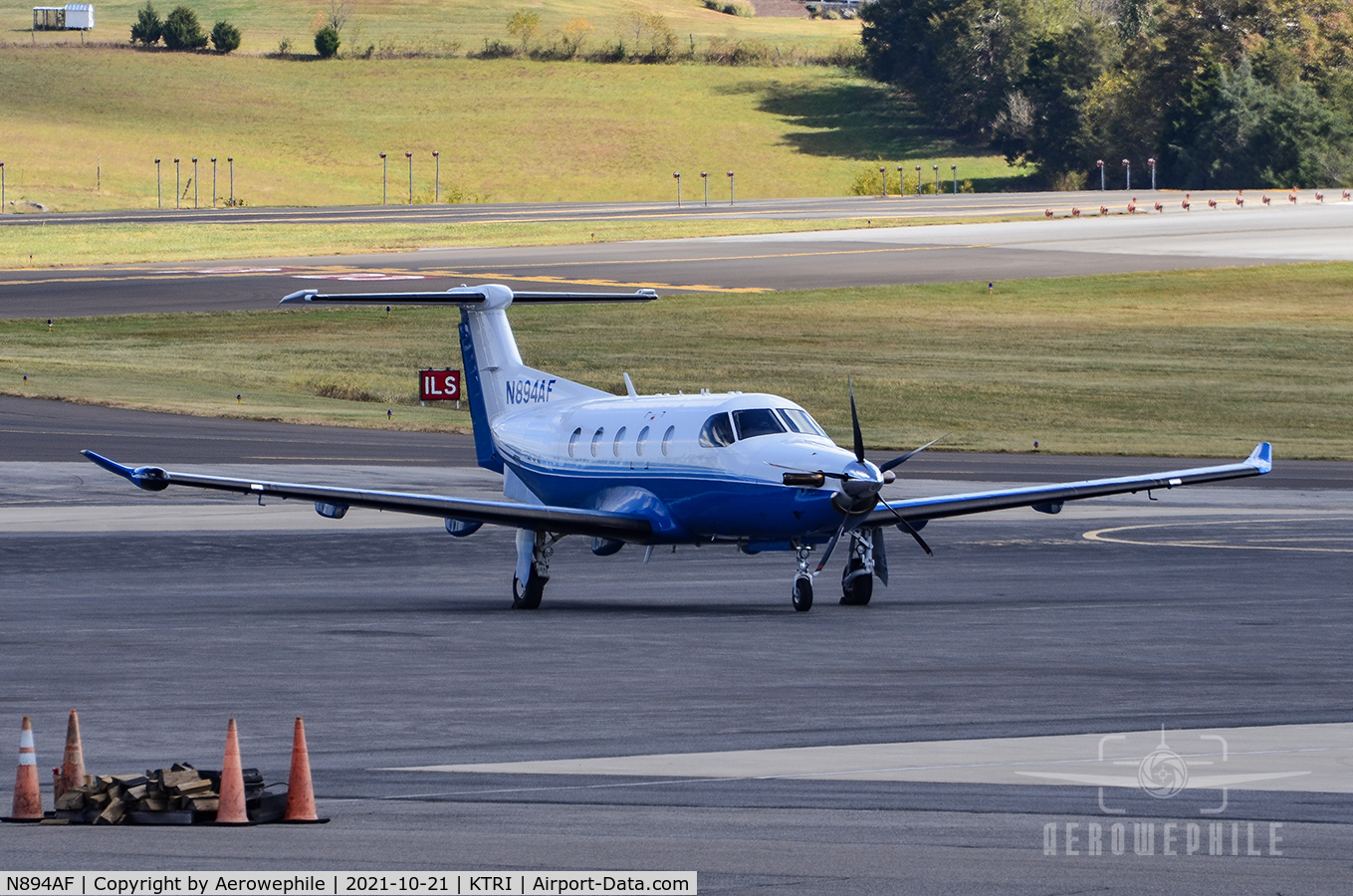N894AF, 2019 Pilatus PC-12/47E C/N 1894, Parked on the ramp at Tri-Cities Airport.