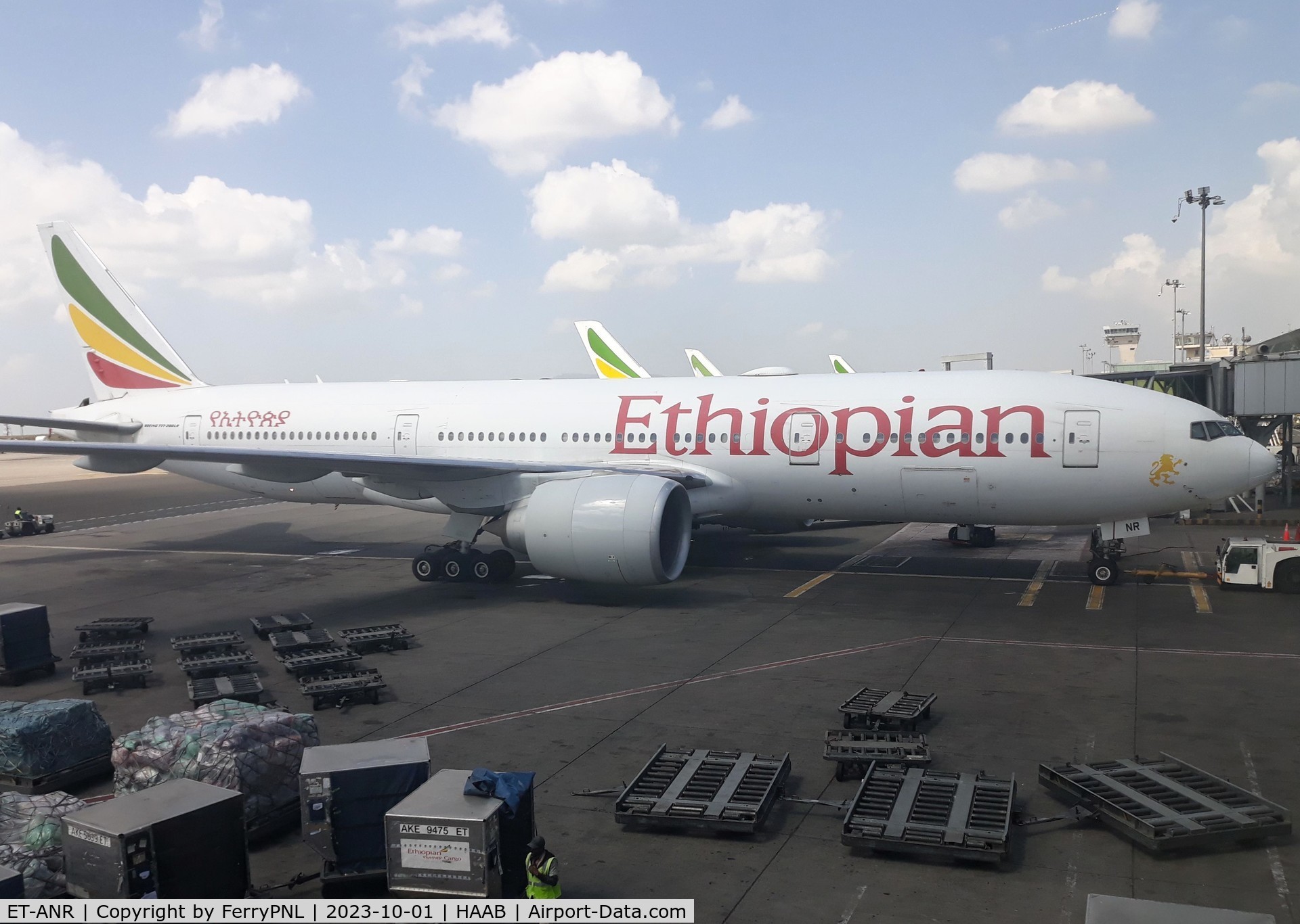 ET-ANR, 2011 Boeing 777-260/LR C/N 40774, Ethiopian B772 on the gate at its ADD hub.