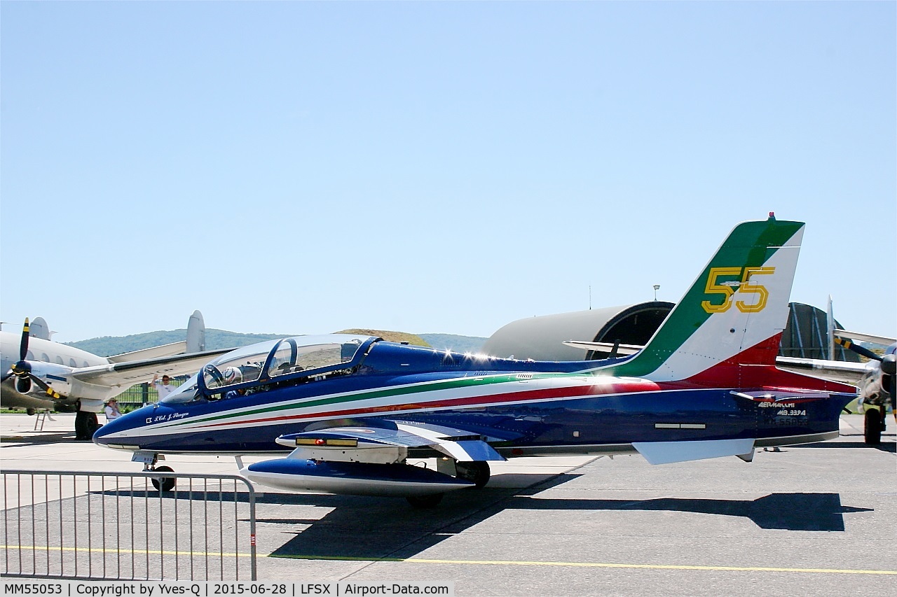 MM55053, Aermacchi MB-339PAN C/N 6847/187/AA084, Aermacchi MB-339PAN, Number 55 of Frecce Tricolori Aerobatic Team 2015, Luxeuil-St Sauveur Air Base 116 (LFSX)