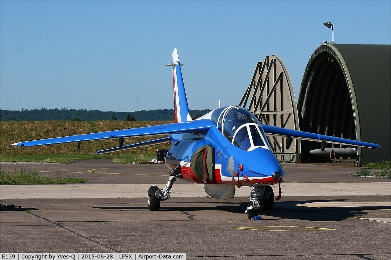 E139, Dassault-Dornier Alpha Jet E C/N E139, Dassault-Dornier Alpha Jet E (F-UGFC), Athos 07 of Patrouille de France 2015, Flight line, Luxeuil-St Sauveur Air Base 116 (LFSX)