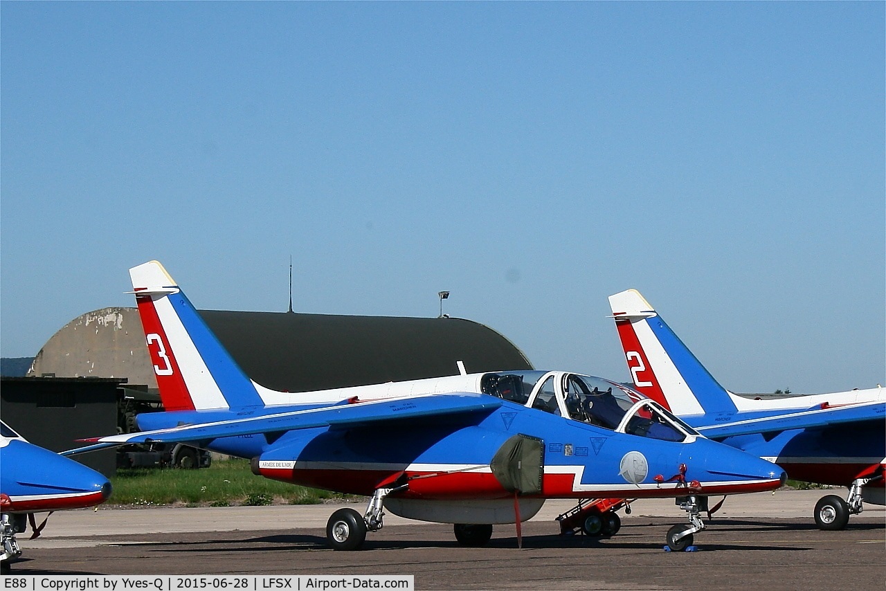E88, Dassault-Dornier Alpha Jet E C/N E88, Dassault-Dornier Alpha Jet E (F-TELL), Athos 03 of Patrouille de France 2015, Flight lineLuxeuil-St Sauveur Air Base 116 (LFSX)