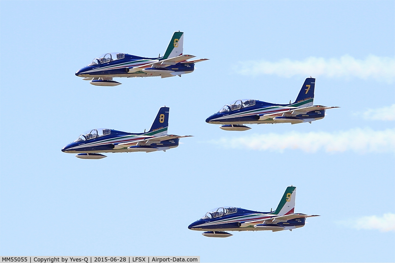 MM55055, Aermacchi MB-339PAN C/N 6851/189/AA086, Aermacchi MB-339PAN, N°7 of Frecce Tricolori Aerobatic Team 2015, On display, Luxeuil-Saint Sauveur Air Base 116 (LFSX)