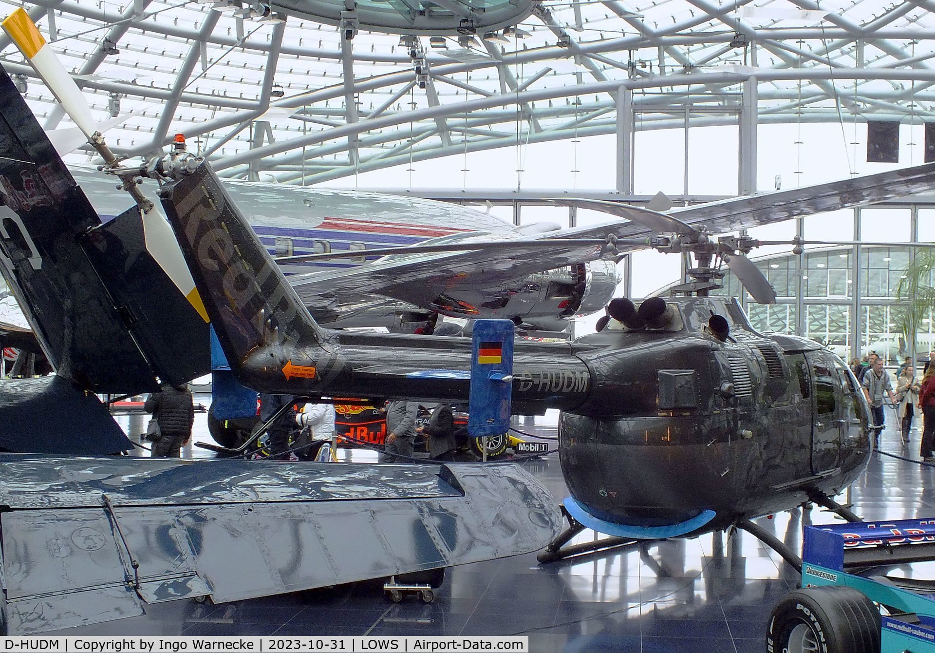 D-HUDM, MBB Bo-105CBS-5 C/N S-883, MBB Bo 105CBS-5 at the Hangar 7 / Red Bull Air Museum, Salzburg