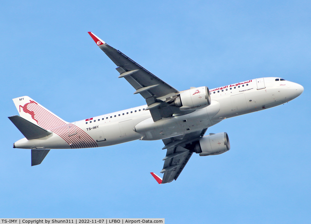 TS-IMY, 2022 Airbus A320-251N C/N 10631, Climbing after take off rwy 14L