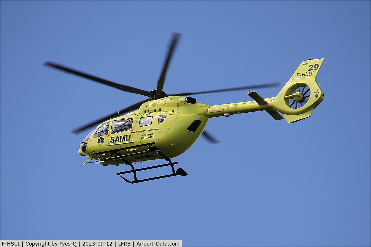 F-HSUI, 2022 Airbus Helicopters H145 C/N 21115, Airbus Helicopters H145, Flight over Brest-Bretagne airport (LFRB-BES)