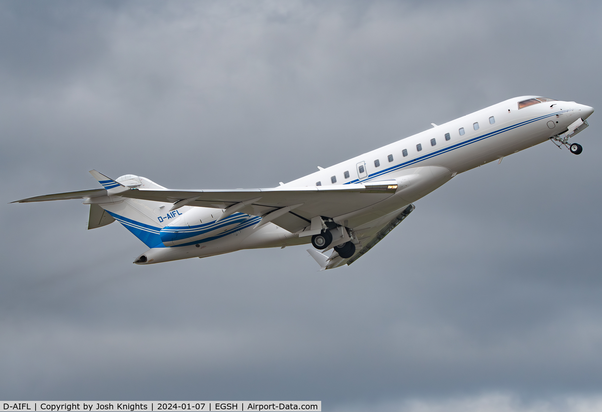 D-AIFL, Bombardier Global 6000 (BD-700-1A10) C/N 9765, Departing Norwich For Miami Opa-Locka.