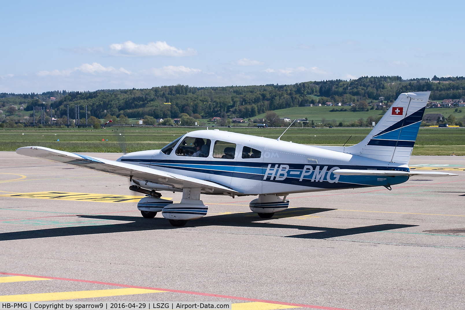 HB-PMG, 1989 Piper PA-28-181 Archer II C/N 2890109, At Grenchen. HB-registered since 1989-03-15
