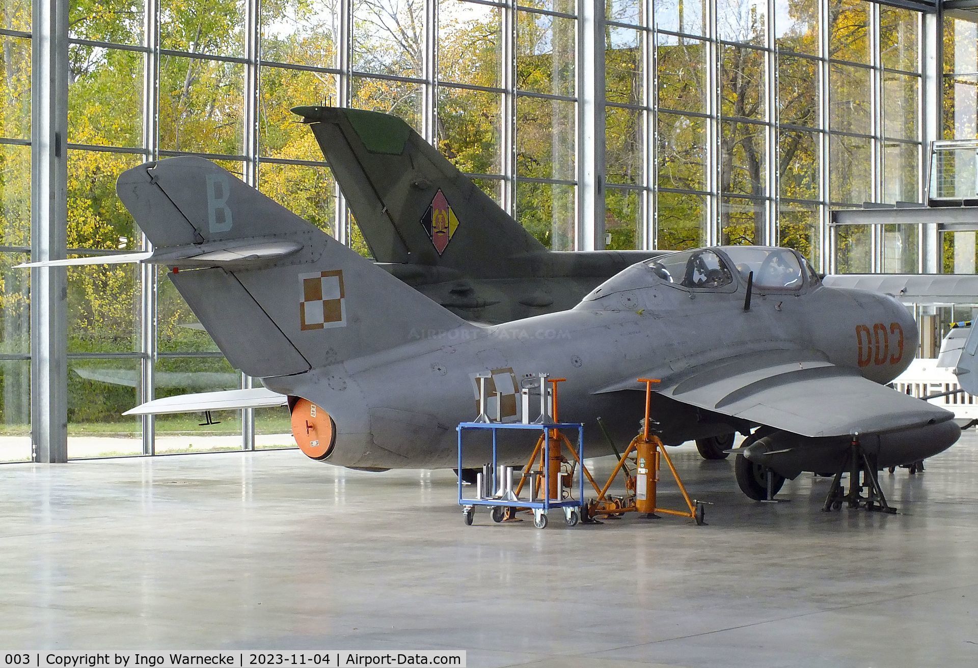 003, PZL-Mielec Lim-2 (MiG-15bis) (MiG-15bis) C/N 1A08003, PZL-Mielec SBLim-1 (MiG-15UTI) MIDGET at the Flugwerft Schleißheim of Deutsches Museum, Oberschleißheim