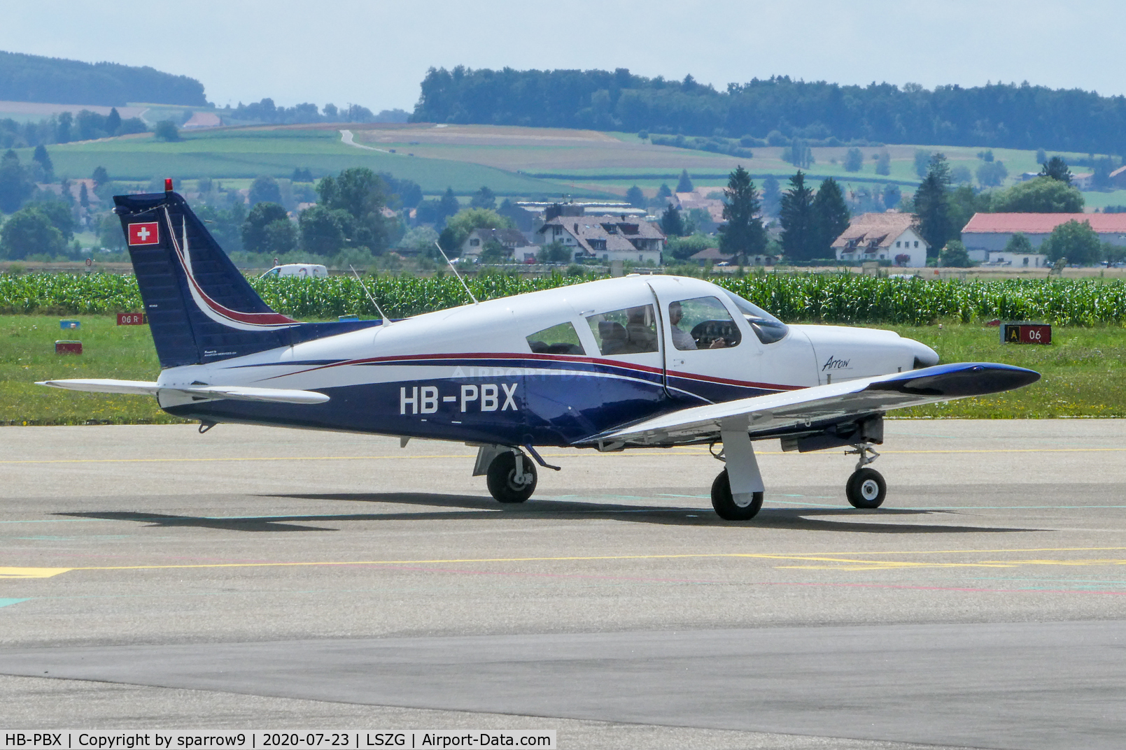 HB-PBX, 1971 Piper PA-28R-200 Cherokee Arrow B C/N 28R-7135207, At Grenchen.New paint-scheme. HB-registered since 1977-05-23