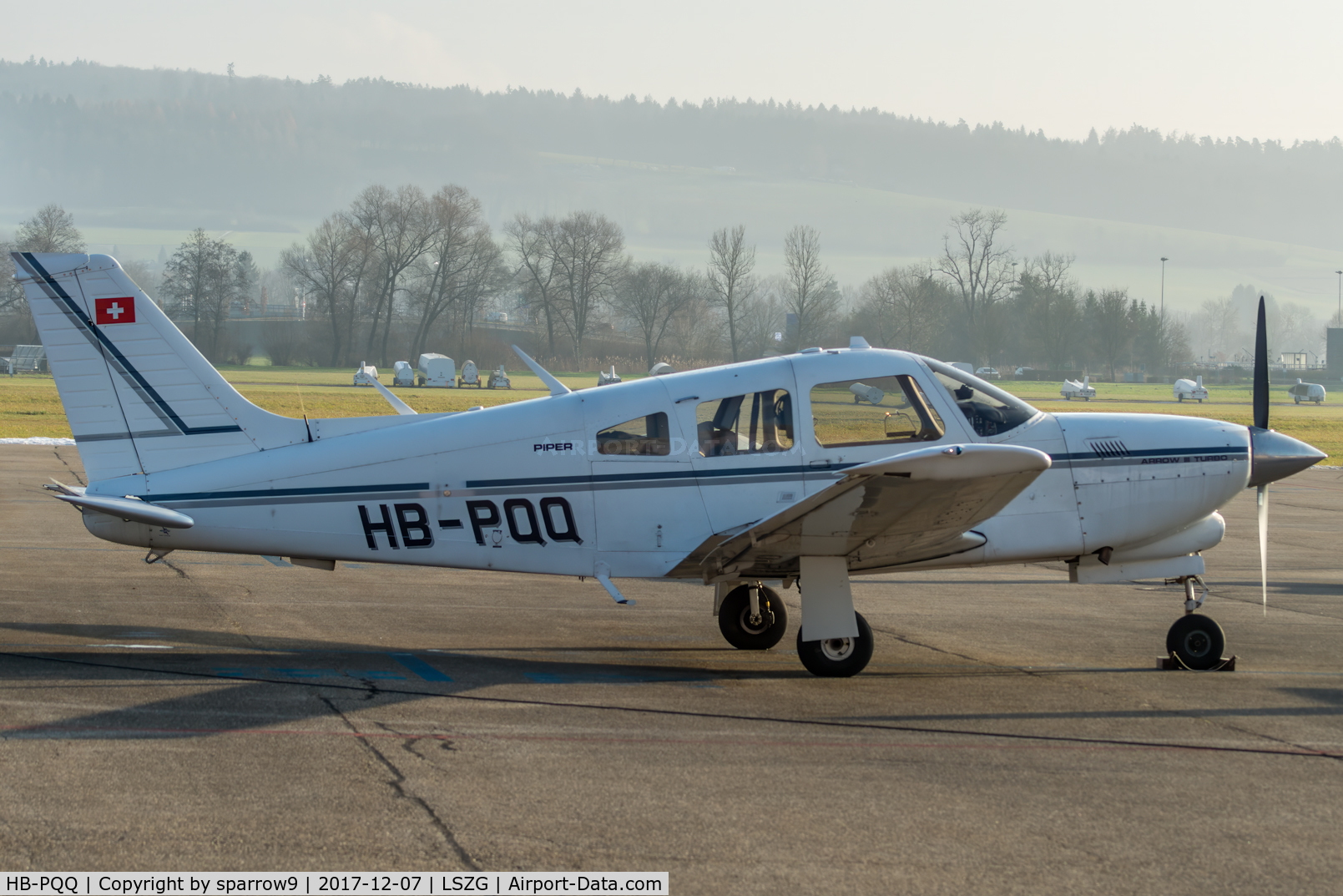HB-PQQ, 1977 Piper PA-28R-201T Cherokee Arrow III C/N 28R-7703135, A winter day at Grenchen
