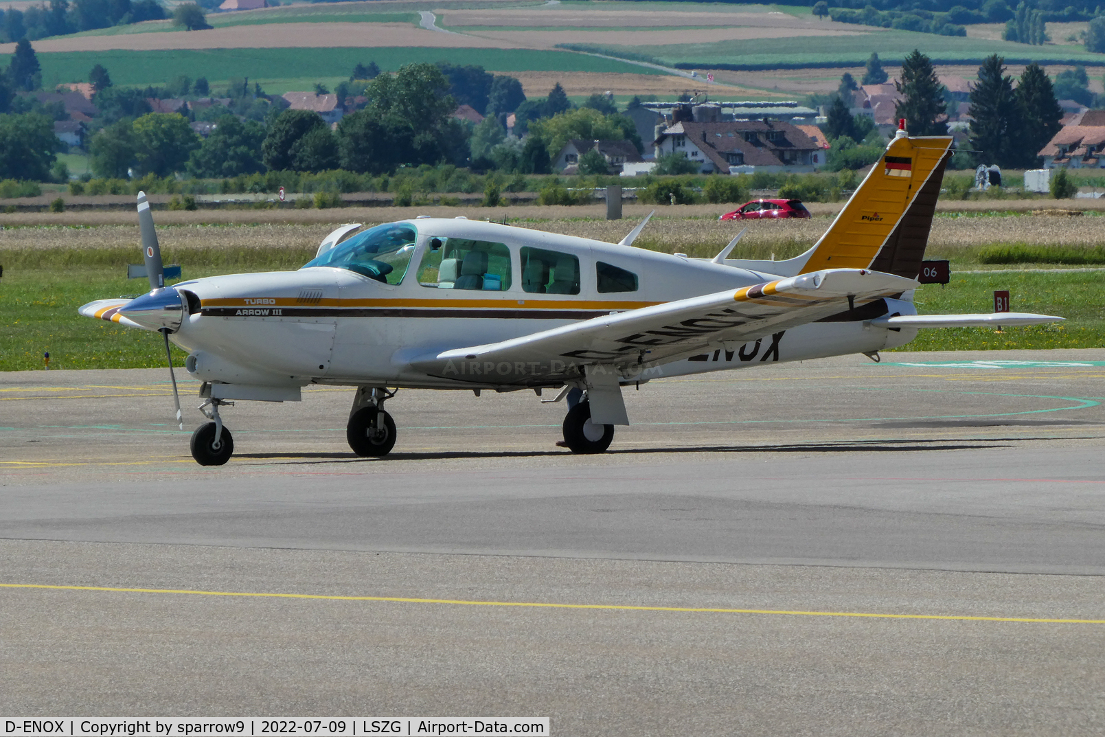 D-ENOX, 1977 Piper PA-28R-201T Cherokee Arrow III C/N 28R-7703141, At Grenchen