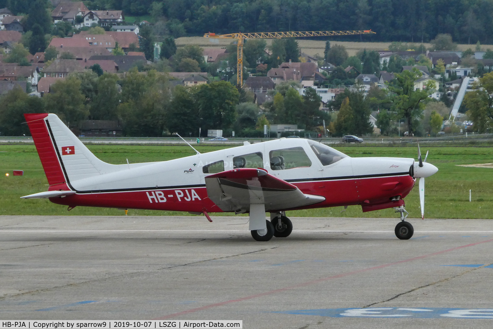 HB-PJA, 2002 Piper PA-28R-201 Cherokee Arrow III C/N 28-44089, Parked at Grenchen