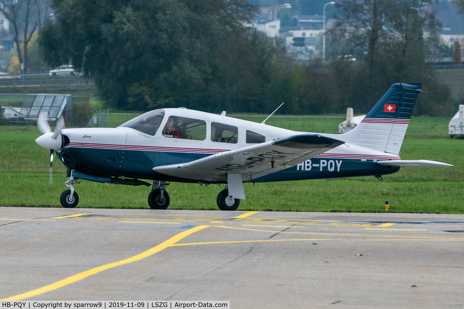 HB-PQY, 2005 Piper PA-28R-201 Cherokee Arrow III C/N 2844120, At Grenchen. HB-registered since 2006-12-28