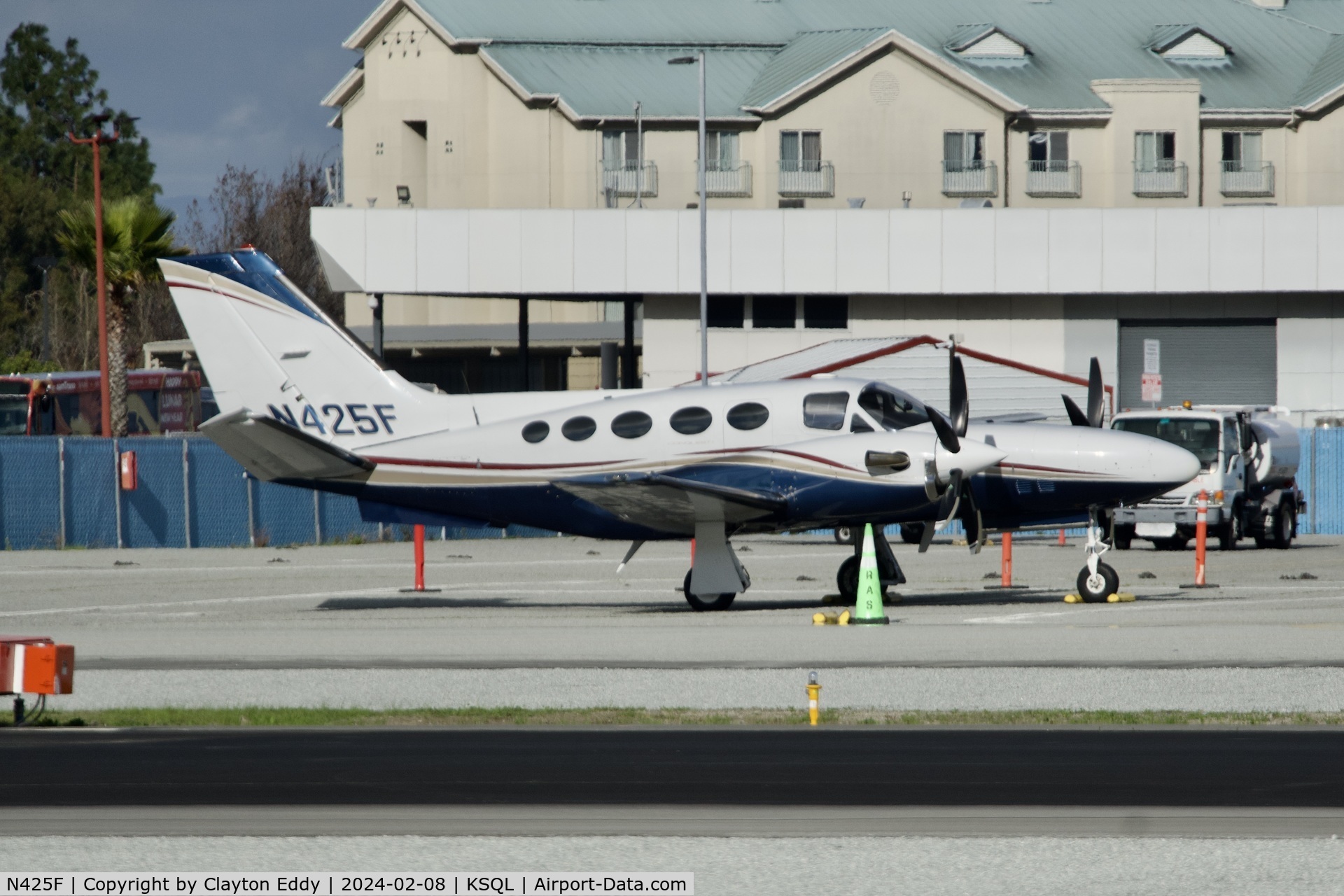 N425F, 1981 Cessna 425 Conquest 1 C/N 425-0058, San Carlos Airport 2024.