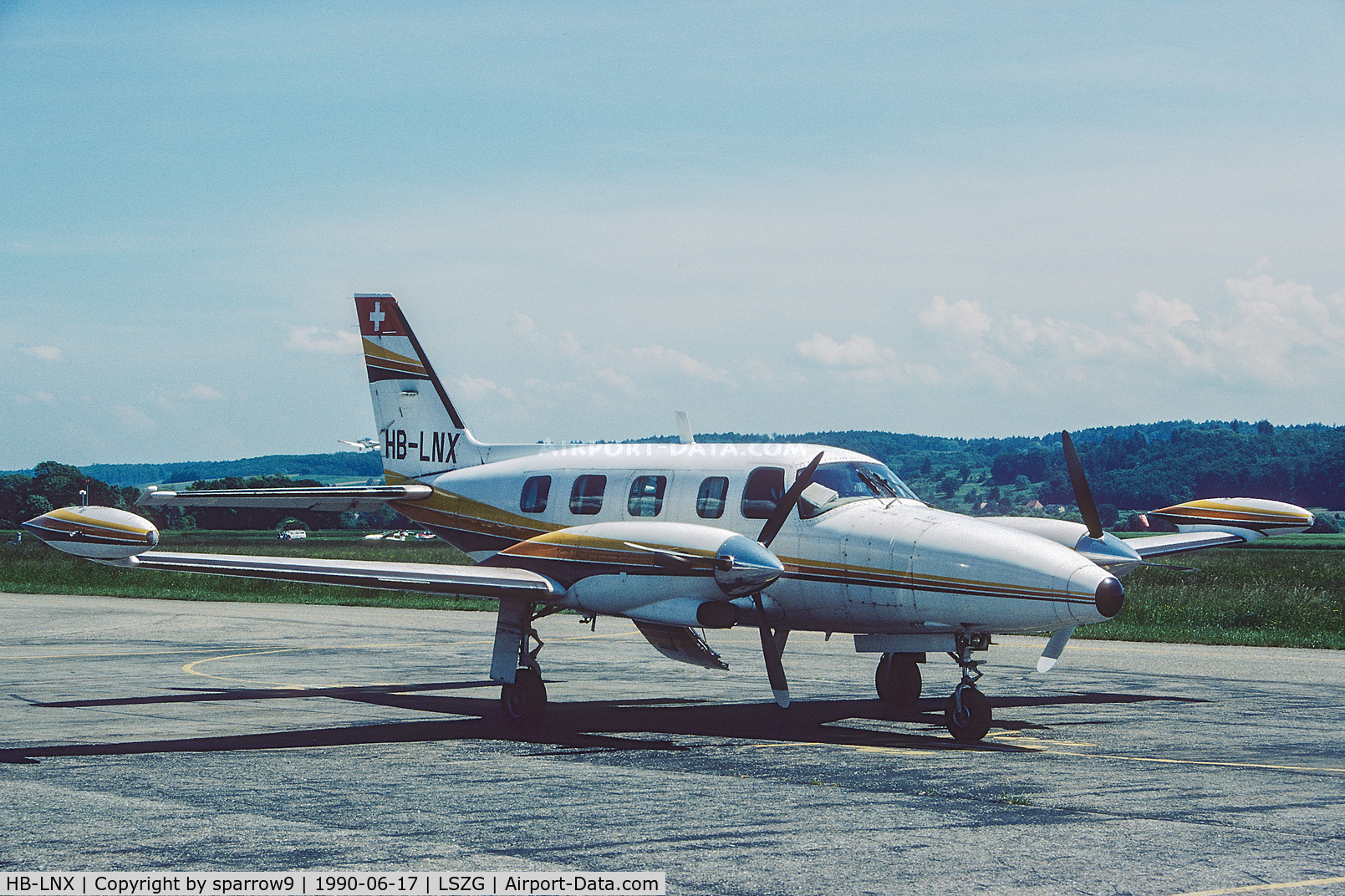 HB-LNX, 1982 Piper PA-31T2 Cheyenne IIXL C/N 31T-8166050, Parked at Grenchen