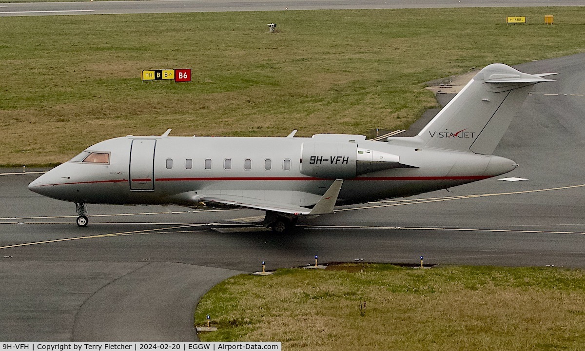 9H-VFH, 2014 Bombardier Challenger 605 (CL-600-2B16) C/N 5979, At Luton Airport