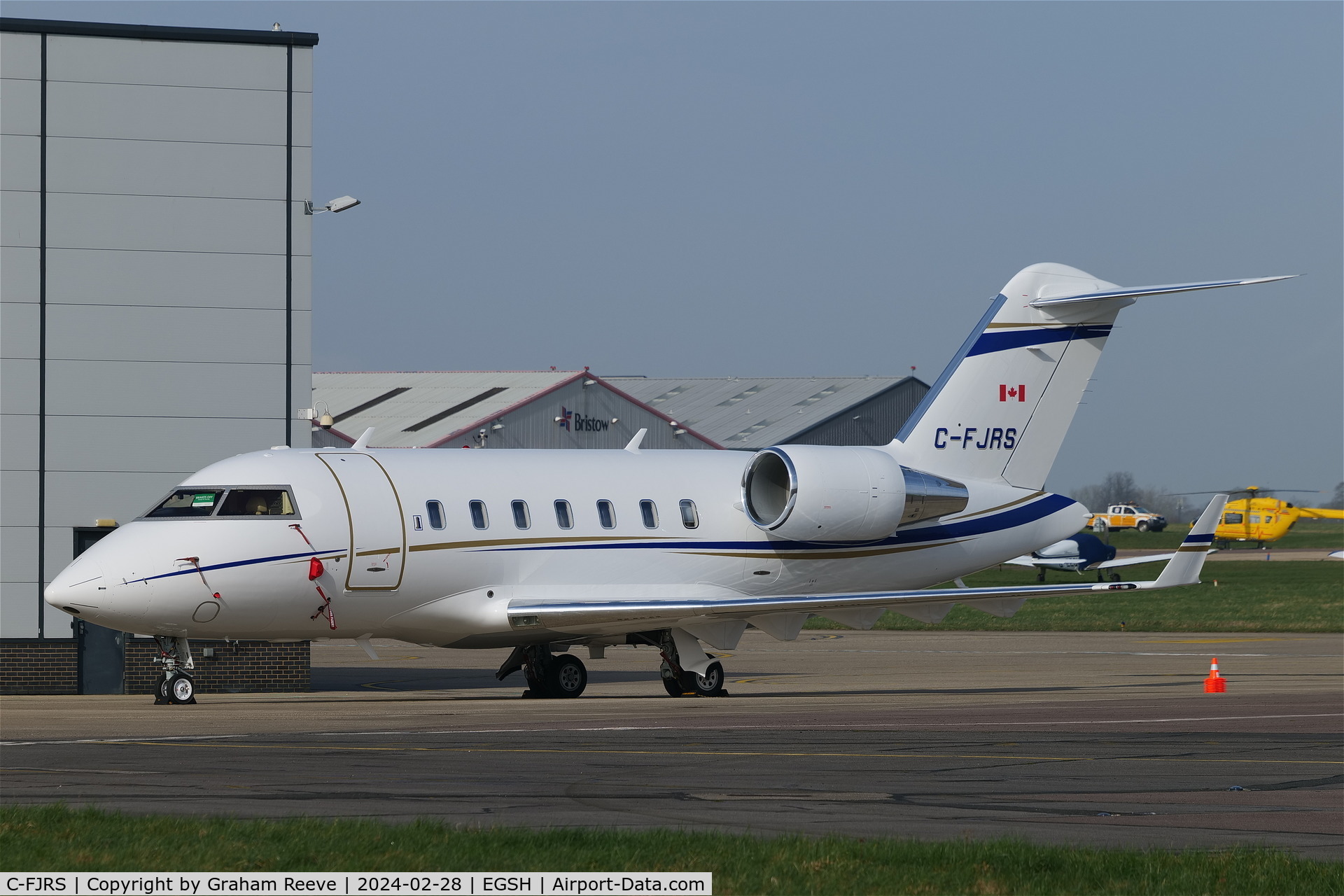 C-FJRS, 2019 Bombardier Challenger 605 (CL-600-2B16) C/N 6142, Parked at Norwich.