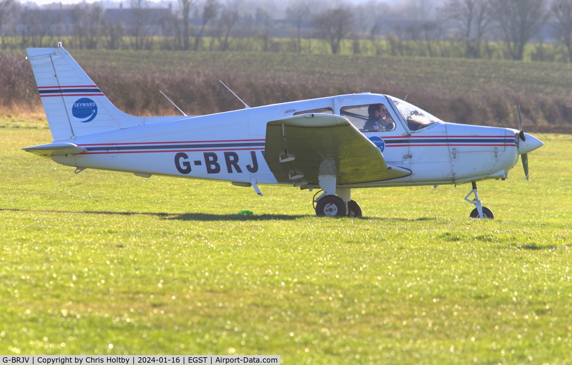 G-BRJV, 1988 Piper PA-28-161 Cadet C/N 28-41167, Taxiing for take-off at Elmsett, Airfield.