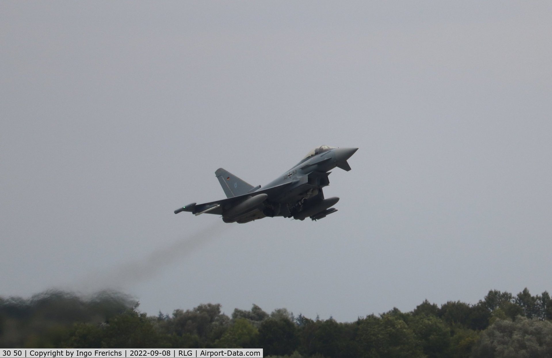 30 50, Eurofighter EF-2000 Typhoon S C/N GS035, 30+50 GAF Eurofighter takes off from Rostock Laage Airport