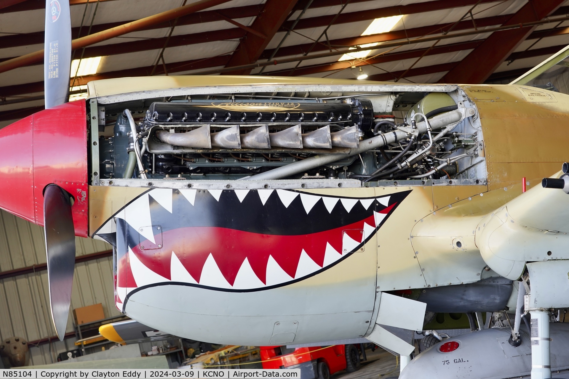 N85104, Curtiss P-40N-5CU Kittyhawk C/N 28954/F858, Planes of Fame Chino airport 2024.
